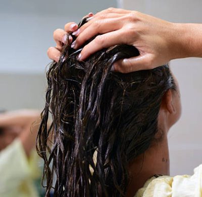 Young woman with dyed hair